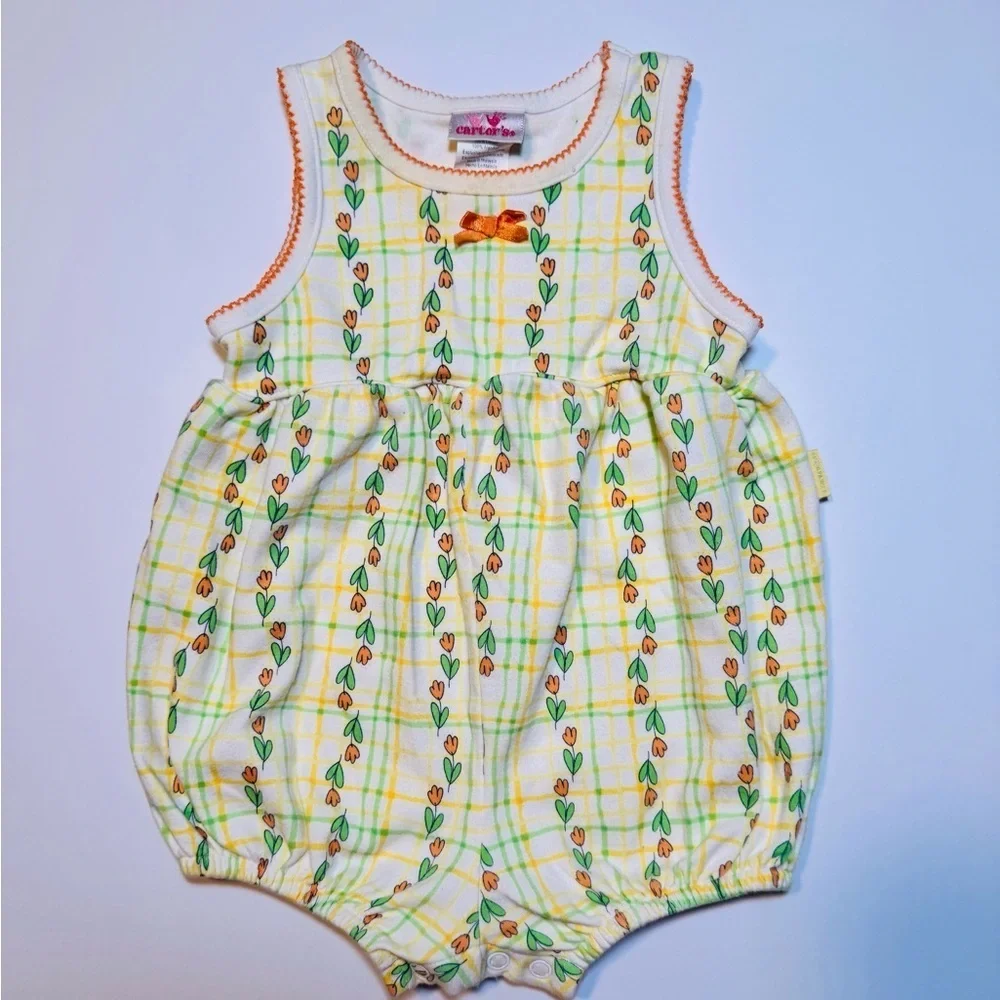 Carters Vintage Baby Girl Bubble Romper Size 18-24M